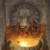 Closeup of Lighted Lion Fountain