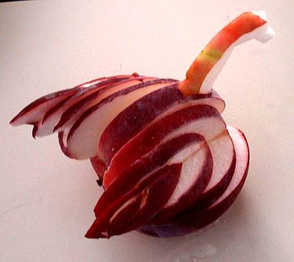 Sliced Apple Swan From Side View