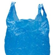 Organizing Plastic Bags, A blue plastic grocery bag.