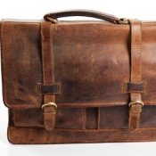 Uses for Old Briefcases, Worn two strap leather briefcase.
