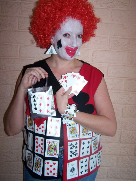 Woman in Card Clown Party Costume