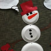 A paper plate snowman.