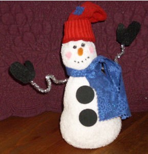 Snowman made form a tube sock.