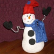 Snowman made form a tube sock.