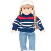 American Girl Doll With White Hat, Braids and Sweater