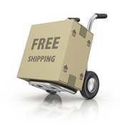 Hand Cart With Box That Reads Free Shipping