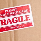 Fragile Label on Cardboard Shipping Box