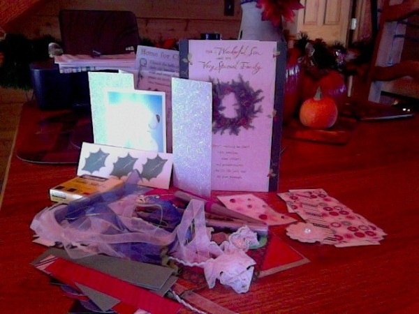 Recycled cards and embellishments.