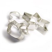 Three Steel Cookie Cutters on a White Background