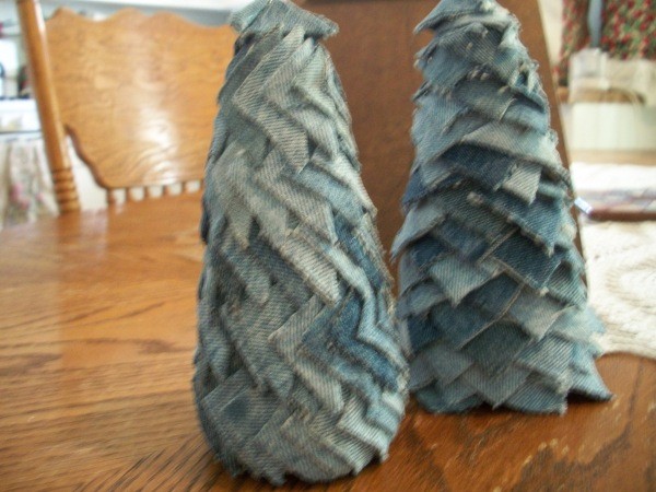 Finished Denim Christmas Trees