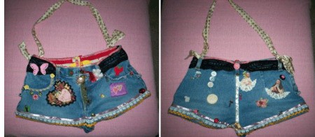 Pictures of purses made with jeans.