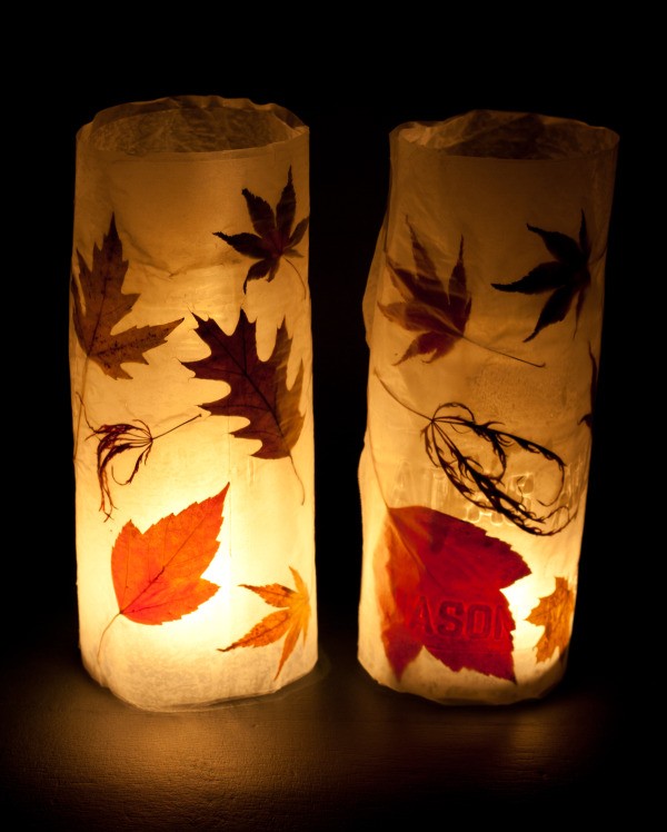leaf decorated autumn leaf lanterns