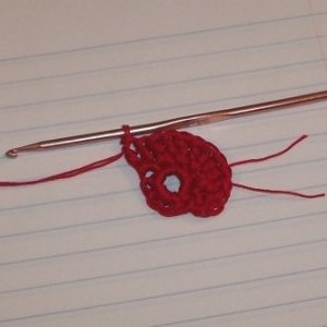 Crocheted Red Fan Step 1