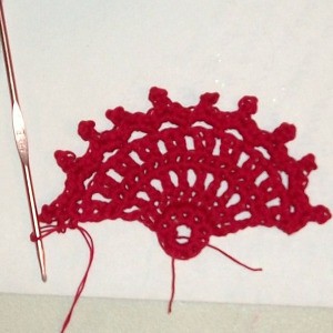 Crocheted Red Fan 2