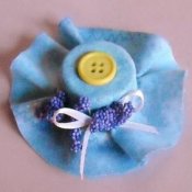 Felt covered bottle cap becomes Easter bonnet.
