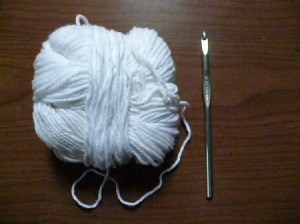 Cotton crochet thread and hook.