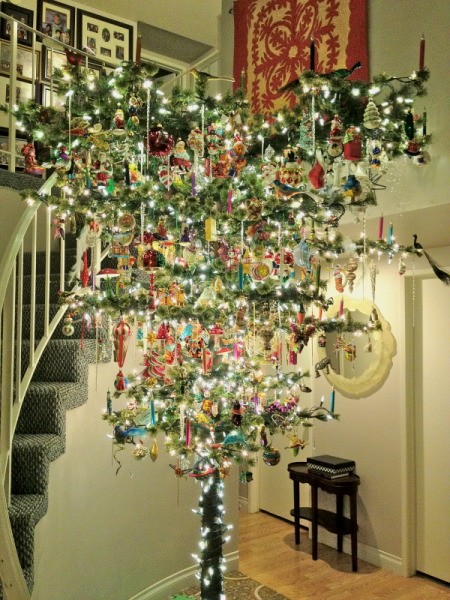 Beautifully Decorated Upside Down Christmas Tree