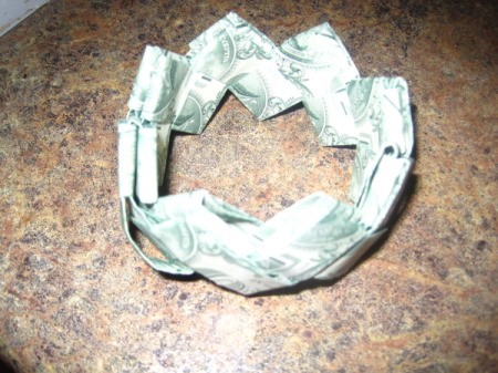 Folded money bracelet.