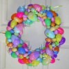 Photo of an easter egg wreath made with plastic eggs.