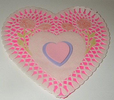 Doily heart Valentine's Day decoration.