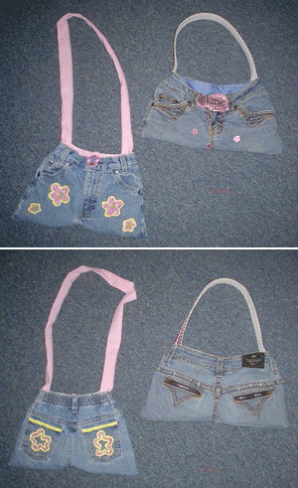 Photo of two cute purses made from jeans.