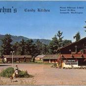 Postcard from 1960's showing Boehm's Candy Kitchen in Issaquah, Washington