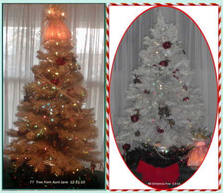 Two views of the white Christmas tree.