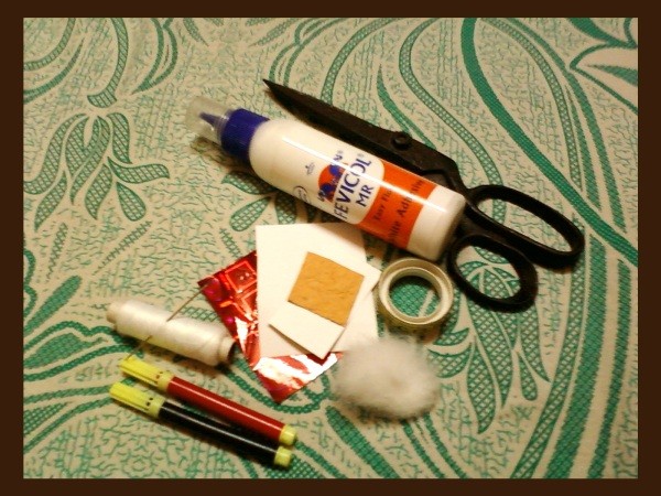 Supplies for Santa Ornament