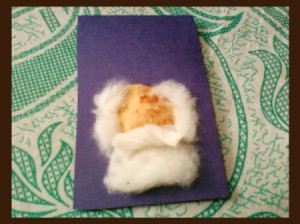 Santa Christmas Card - adding cotton for beard and hair.
