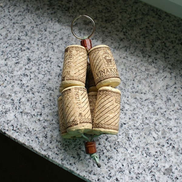 Photo of a wine cork key ring.