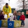 Recycling Tips, Man Helping Children Sort Recycling
