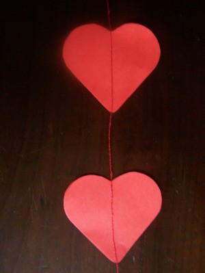 Set of two sewn hearts.