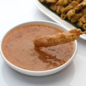 Peanut Sauce Recipes, Pork satay with peanut sauce dip.