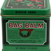 A green box of Bag Balm medicated ointment.