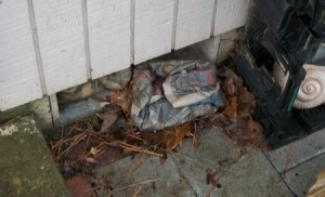 Makeshift Vent Hole Covers - Newspaper stuffed into vents.