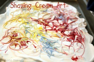 Paint swirled into cream.