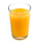 A glass of orange juice.