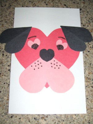 Compleded puppy Valentine card.