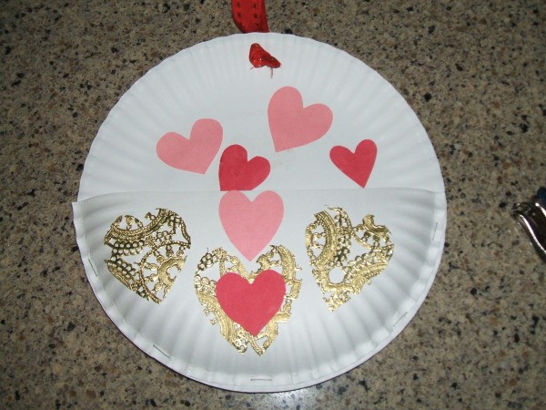 Paper Plate Valentine Card Holder - Finished Valentine card holder.