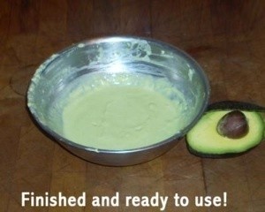 Dish of avocado treatment.