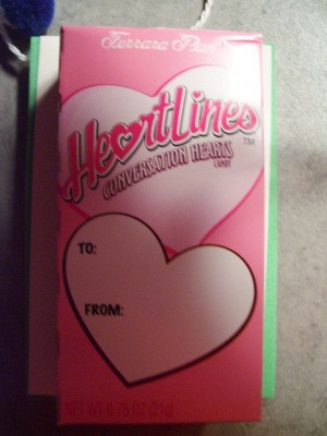Pink package of Valentine heart candy.