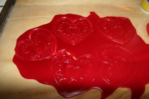 Recycled Candle Wax Air Freshener - Wax cut with cookie cutters.