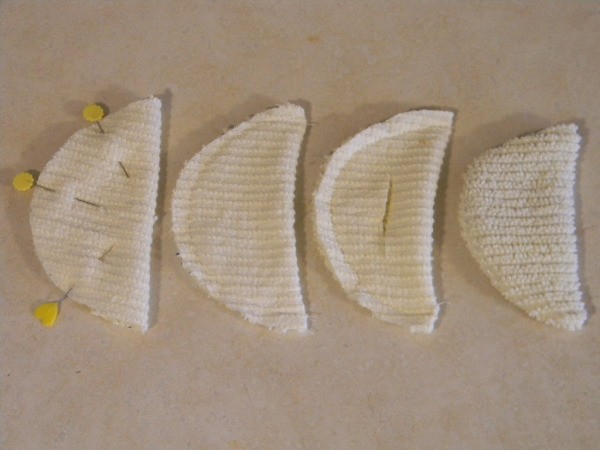 Easter Chick - Steps for sewing wings.