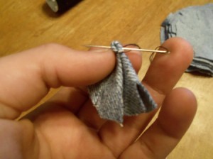 Sewing bottom together.