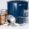 Canning kettle, jars, lids, and tools