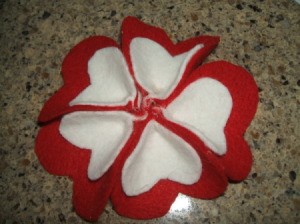 Completed petals glued to circle.