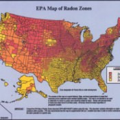 A map of the US with Radon levels marked.