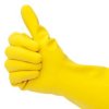 Photo of a yellow rubber glove.