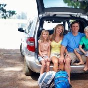Traveling With Kids, Family on Vacation in the back of Their Car