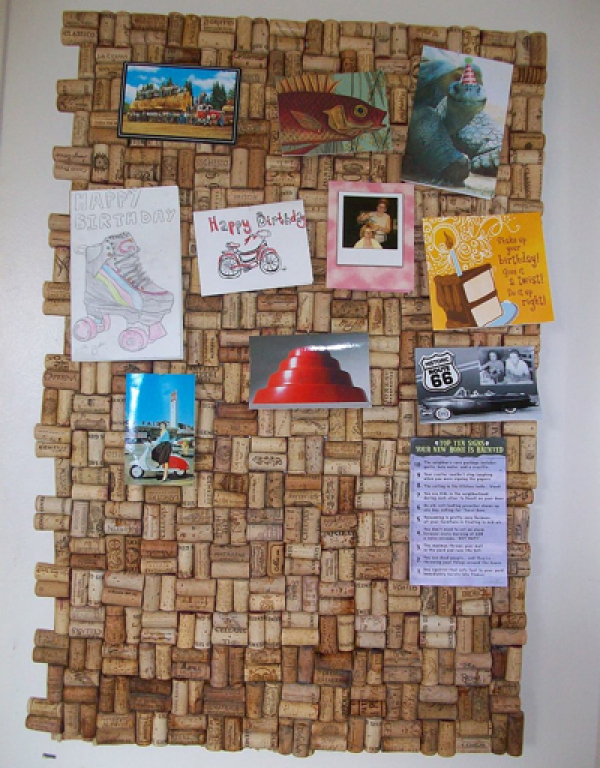 Handmade wine cork corkboard